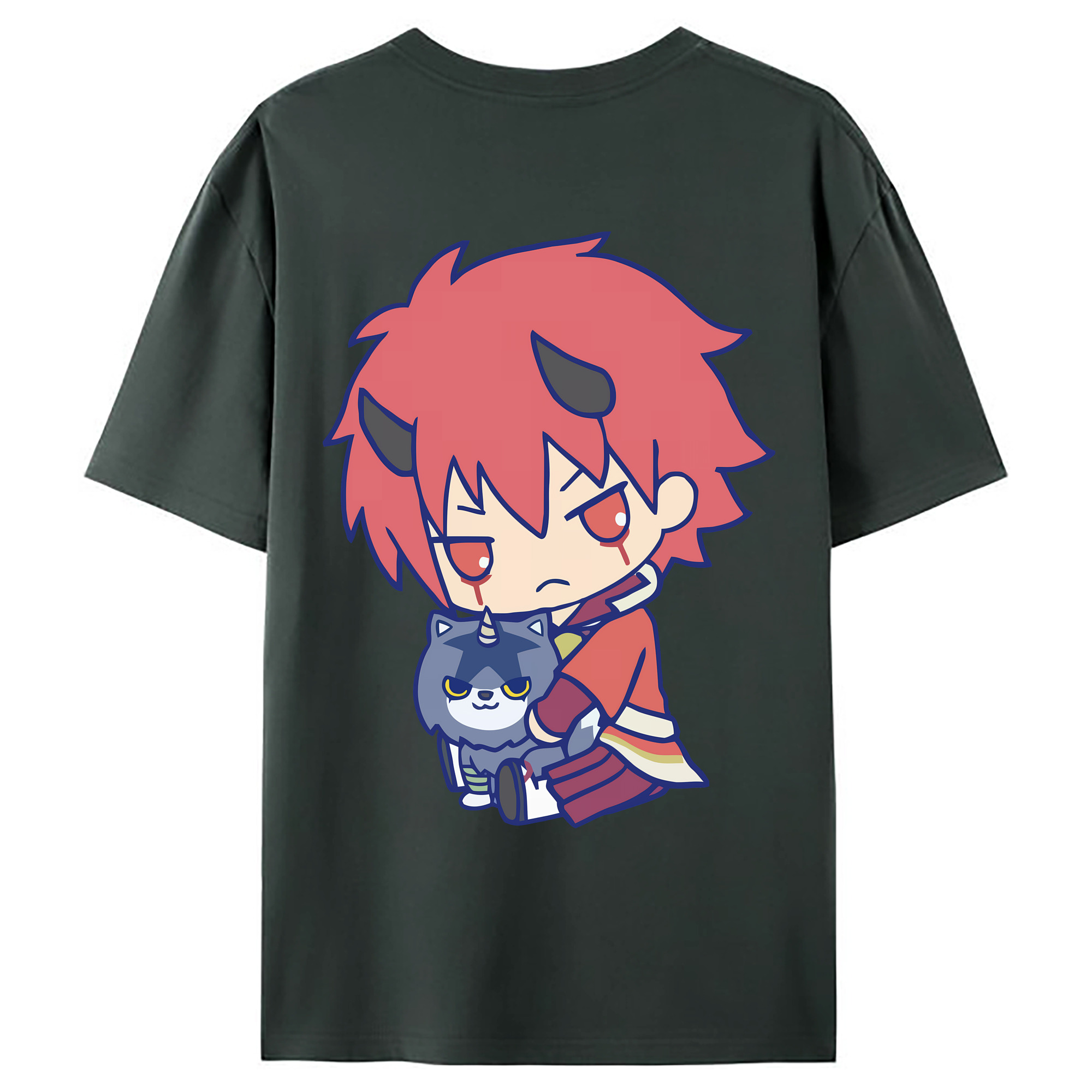 （画像用） 転スラ Regarding Reincarnated to Slime 綿100％ メンズ半袖Tシャツ（バックプリント） 通気性